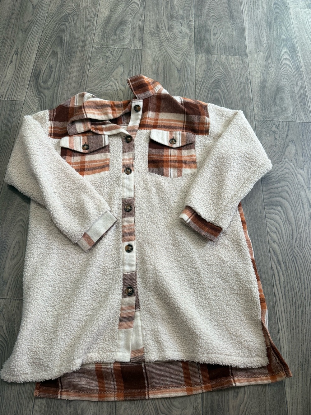 Ultra Flirt Plaid and Sherpa Shacket Size XL